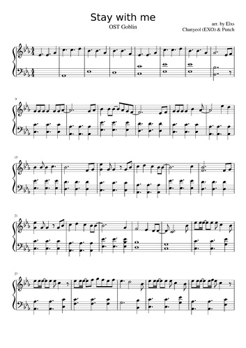 楽譜 Stay With Me Chanyeol Punch トッケビost By Elxs