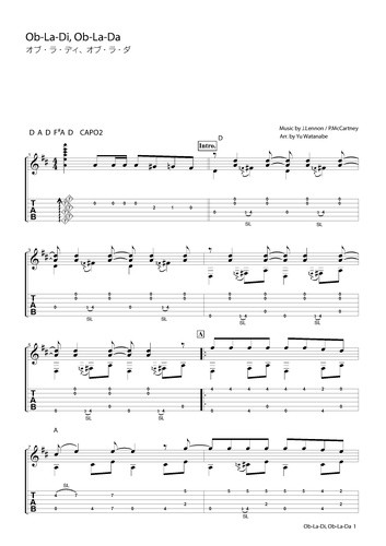 楽譜 Ob La Di Ob La Da The Beatles By わたなべゆう 楽譜 Ob La Di Ob La Da The Beatles By わたなべゆう