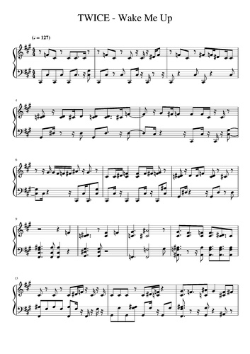 楽譜 Wake Me Up Twice By