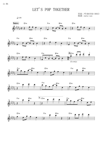 楽譜 Let S Pop Together ポプテピピック By Muta Sax