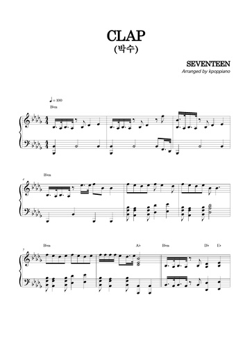 楽譜 Seventeen 拍手 Clap By Kpop Piano