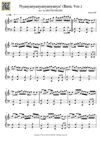 楽譜 Nyanyanyanyanyanyanya Daniwellp 初級バージョン By Deutdamusic